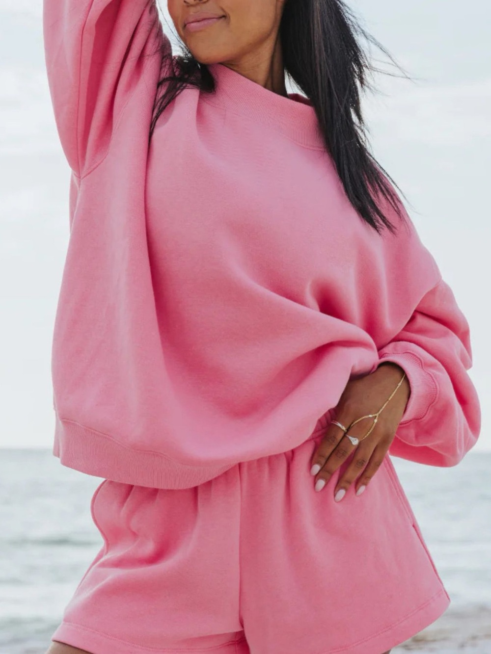 Mockneck & Shorts Set (Hot Pink)